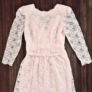 Vintage 80s Petal Pink Lace Maxi Dress 10 Cottagecore Victorian Wedding Coquette